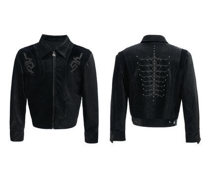 トライバルデザイン ハイネック ジップアップジャケット-se0004