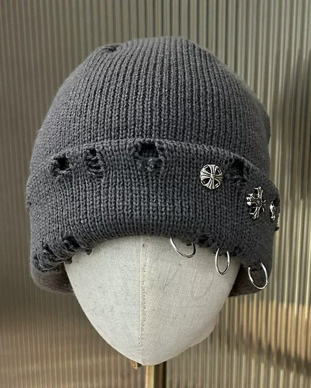 クロスモチーフ ダメージ加工 ビーニー-se0165