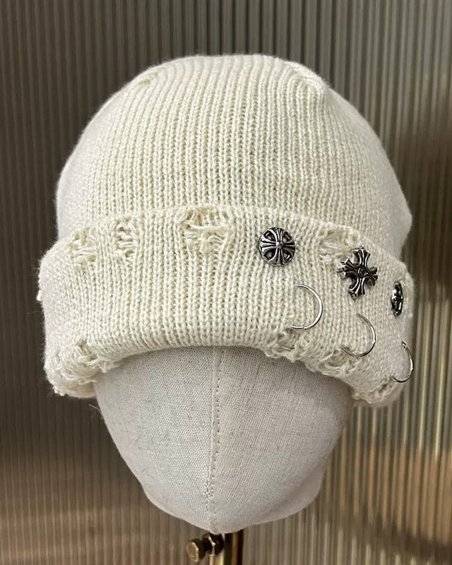 クロスモチーフ ダメージ加工 ビーニー-se0165