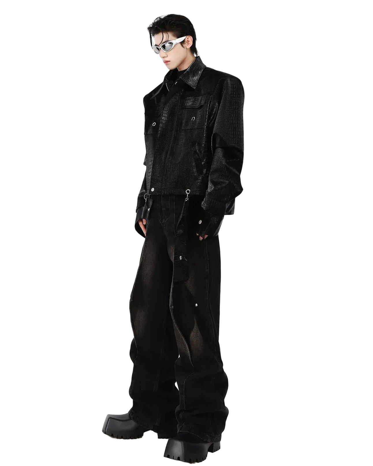 モードストリート ヘビーウェイト クロコパターン レザージャケット-se0146