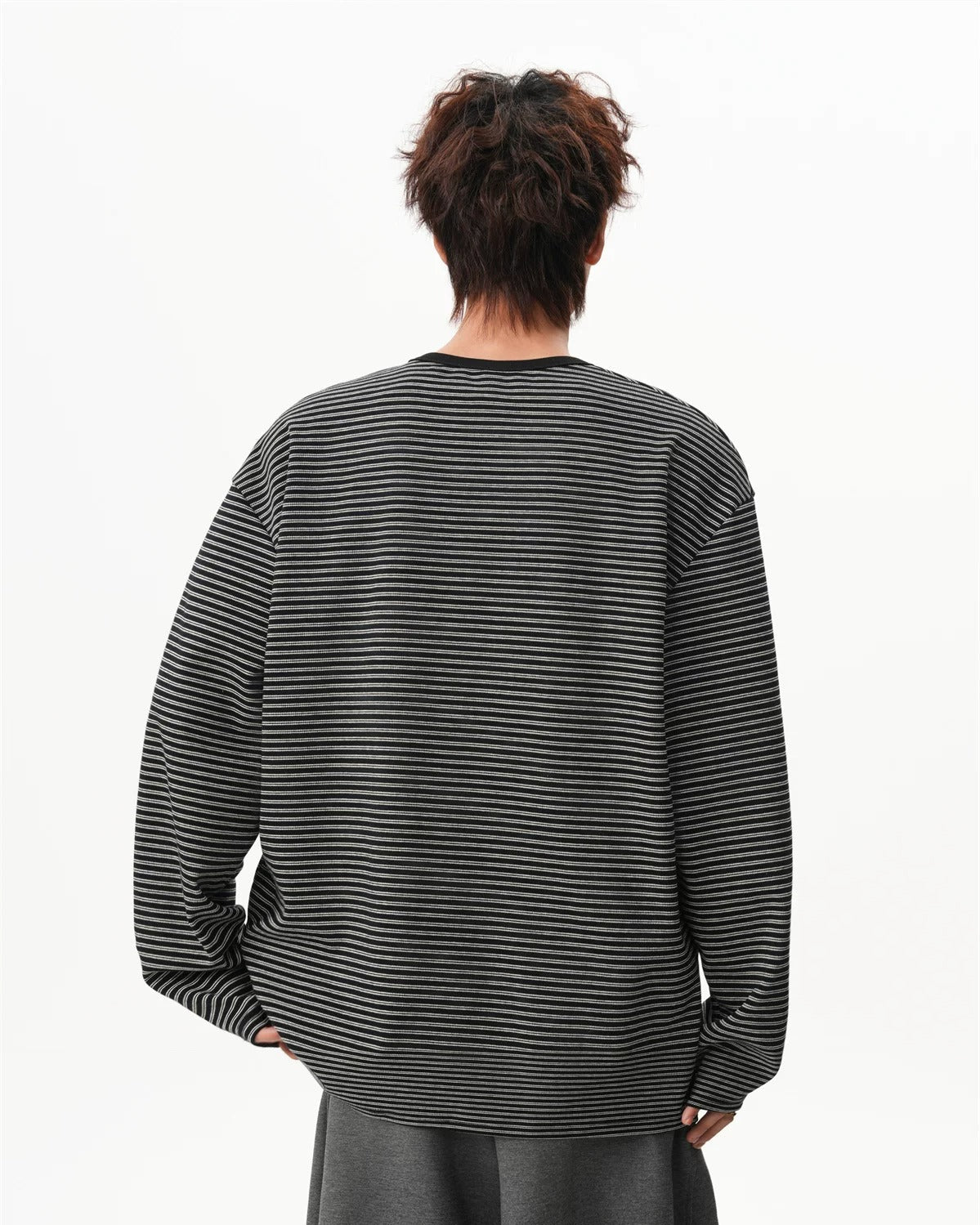 ボーダー・ヘンリーネック ロングスリーブTシャツ-se0092
