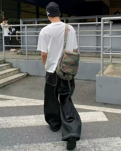 フロントホック オーバーサイズ ルーズフィット デニム-se0173